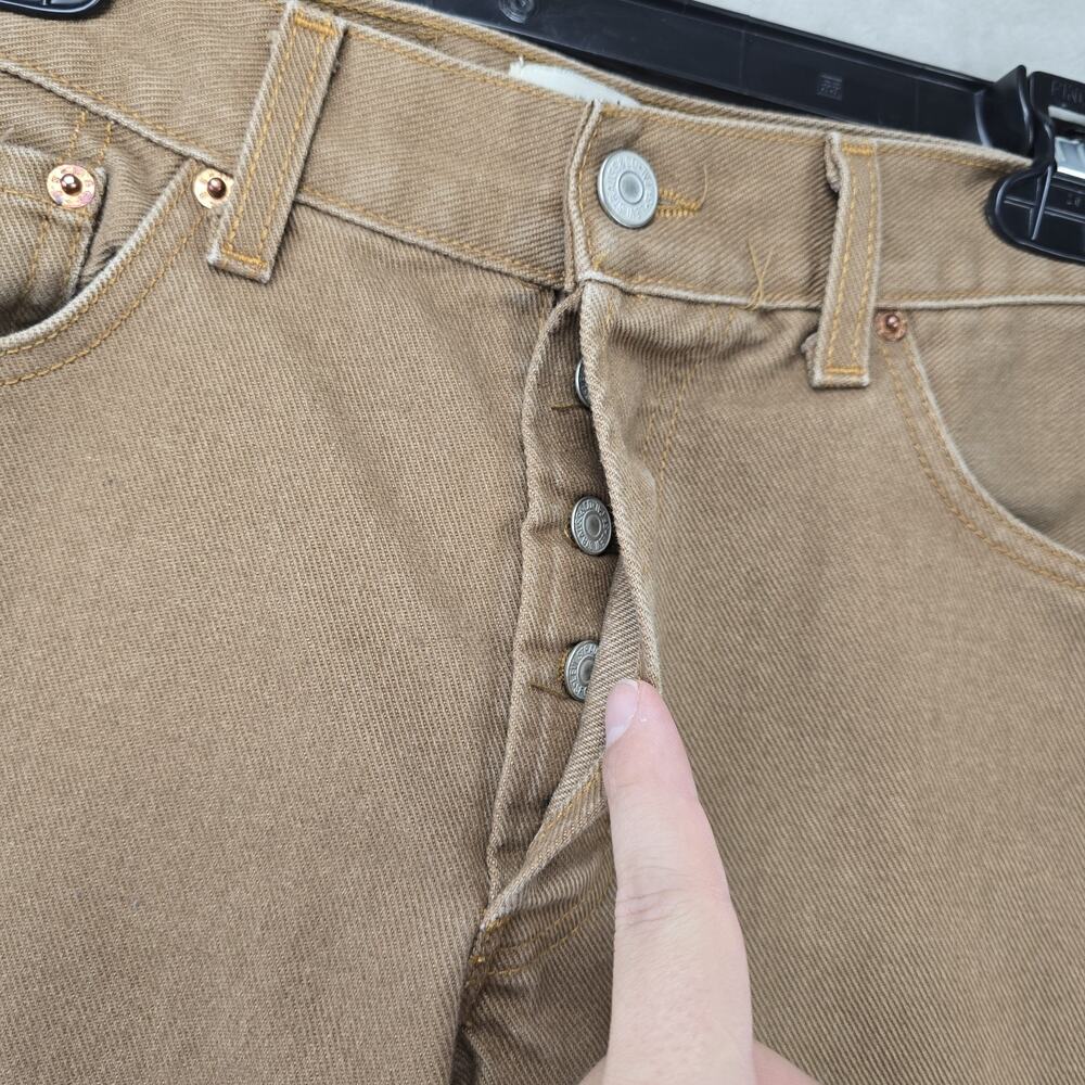 VTG Levis 501 Jeans Mens 28x27 Brown Button Fly Straight Leg USA Tag 30x30 Y2K - Picture 3 of 14